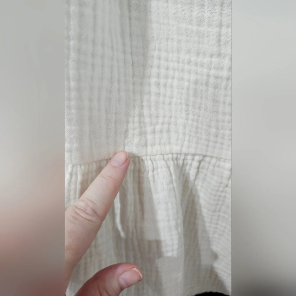 Ivory Gauzy Womens Strappy Top Size M Ruffle Hem Beachy Resort Summer - Picture 4 of 6